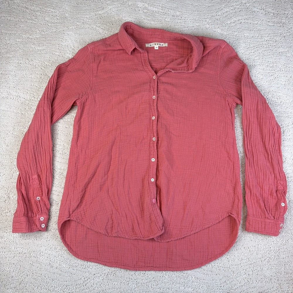 Women's Xirena Size XS Scout Shirt Cotton Gauze Coral Pink Button Blouse